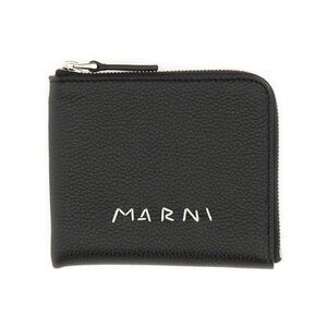 MARNI Leather Zip Around Card Holder Men BLACK Leather Goods